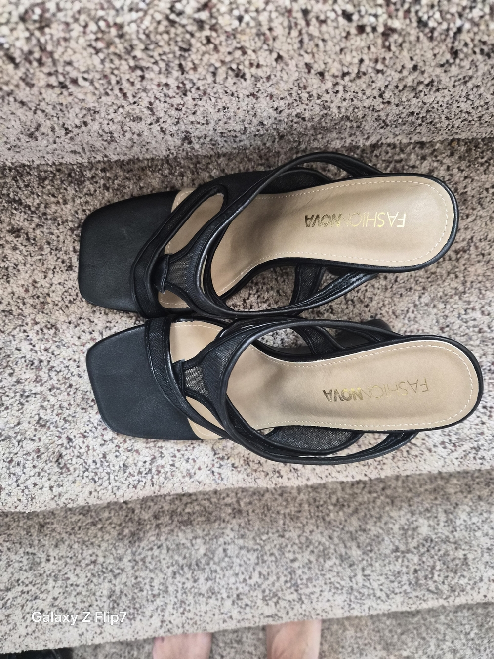 Fashion Nova Black Strappy Slide Sandals for Women